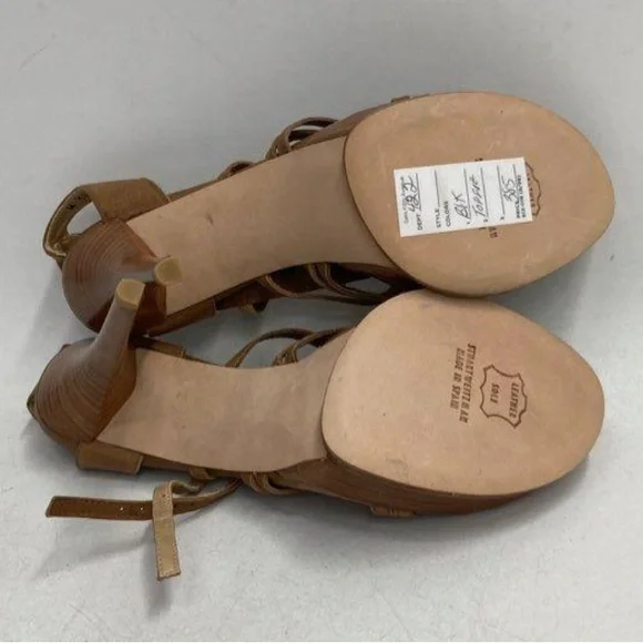 Stuart Weitzman, 7.5, Brown Leather Strappy Gladiator Platform Stilettos, EUC - Picture 8 of 13
